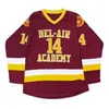 A3740 Bel-Air Academy 14 Will Smith Movie Hockey maillot cousu 100% broderie hommes femmes jeunes Hockey maillots rouges