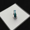 Modedesigner ring för kvinnor män älskar ringar titan stål klassisk blå emalj smycken för älskare förlovningsringar lyxiga presentbrev