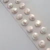 Orecchini da donna con bottone grande barocco Orecchini di perle coltivate d'acqua dolce Biwa Coin Perle Argento sterling 925 Supporti JewelryStud