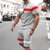 Gym Clothing High Quality Men T-shirt Shorts Set Slim Fit Top Pants Casual Sweat Absorption Round Neck Drawstring Tracksuit