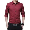 Men Dress Shirt Fashion Long Sleeve Business Social Male Solid Color Button Down Collar Plus Size Work White Black 220322