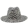 Fedora Cappelli invernali Moda Leopard Print Plaid Patchwork Cappelli per donna Uomo Cappello Fedora in feltro Nuovo Chapeau Femme