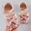 EST Summer Kids Shoes MT-CS Fashion Leathers Sweet Children Sandaler för flickor Småbarn Baby Bortable Hoolow Out Bow Shoes 220623