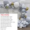 125pcs Wedding Decoration Balloon Garland Kit Silver White Chrome Globos 4D Ball Baby Shower Background Wall Party Supplies 220523