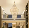 Duplex piętro luksusowe kryształowe lampy wisiorek duże żyrandol hotel lobby salon spiralne schody willa ozdobny żyrandol