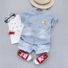 Abbigliamento estivo per neonati Set di vestiti per neonati T-shirt giraffa dei cartoni animati + pantaloncini di jeans 2 pezzi Tuta casual per bambini per bambini