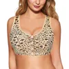 2 stycken 2022 Nya Leopard BH -bomullskvinnor Underkläder Bekväm Push Up Lingerie Front Stängning S Thin Thread Free L220726