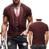Herren-T-Shirts Herren Tuxedo T-Shirt 3D Druck gefälschter Anzug Top Damen Kurzarm Sommerkleid Plus Size xxs-6xlmen's