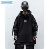 Felpe con cappuccio uomo streetwear giapponese Hip Hop Pullover ricamato Patchwork Fake Two Darkwear Top Felpe con cappuccio Techwear michalkova 220816