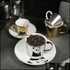 Tasses soucoupes miroir dynamique réflexion tasse à café assiette tasse en céramique cheval anamorphique créatif maison Drinkware thé plat ensemble cadeau goutte livraison