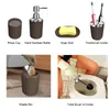 4pcs lüks banyo aksesuarları plastik diş fırçası tutucu fincan sabun dağıtıcı tabak tuvalet tutucu pompa şişe fincanı banyo seti 220624