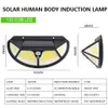 New LED Wall Lamp 3 Mode Motion Solar Light Outdoor 102 Sensor Street Light SMD2835 COB Built in Battery Sunlight Powered Waterproof