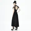 Casual Dresses Gothic High-neck Off-shoulder Open-back Lace-up Mesh One-way Neck Lace Dress Improved Version Of The High-slit CheongsamCasua