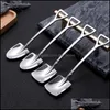 Spoons Flatware Kitchen Dining Bar Home Garden Ll Stainless Steel Spoon Mini Shovel Shape Coffee Ice Cream Desserts Scoop Fruits Dhqtx