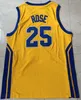 NCAA Tigers College Basketball 25 23 Derrick Rose Jersey Simeon Career Academy High School Team Färg Lila Gul Blå Vit Universitet Sydd Hög kvalitet