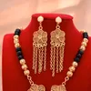Boucles d'oreilles collier 24k Dubai couleur or ensembles de bijoux pour femmes africaine inde fête mariage pendentif bracelets ensemble cadeaux boucles d'oreilles