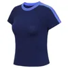 Testo stampato personalizzato P o Ladies Navel Baring Running Quick Dry Top traspirante Camicia sportiva Manica corta Estate Yoga Fitness 220621
