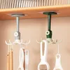 cartoon small rotatable hook household kitchen six-claw strong punch-free wall-mounted non-marking sticky hook GCA13175