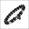 Braccialetti con ciondoli Gioielli 8Mm Pietra lavica nera Bracciale turchese Fai da te Aromaterapia Diffusore di olio essenziale Per donna Uomo Drop Delivery 2021 Bzl