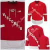 College Hockey Wears Wisconsin Badgers Stitched Hockey Jersey 16 Tarek Baker 17 Jake Martin 18 Owen Lindmark 19 Brock Caufield 20 Josh Ess 21 Carson Bantle 23