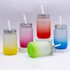 Sublimation Blanks Mason Jar Tumbler 14oz Wide Mouth Blank Glass Tumbler Jars with Lid and Straw