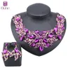 Kvinnors bröllop Brud Rhinestone Crystal Statement Flower Necklace Earrings Party Costume Jewelry Set
