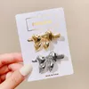 Women Retro Silver Gold Bow Tie Shape Metal Hair Clips Lady Simple Headwear Side Hairpins Barrettes Fashion Hair Accessories