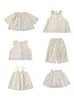 Girls Sunflower Dress Suit 2022 Summer Solid Color Simple Vest Shirt Baby Fashion Skirt G220509