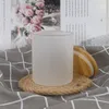 6 onças de sublimação de vidro fosco de vidro porta -copo Jar com tampa de bambu para velas com creme de cera de cera Tumbler B6