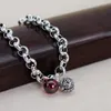 Chaîne à maillons couleur argent rubis pendentif Bracelet pour femmes exquis magnifique bijoux faits à la main accessoires cadeau LoversLink Lars22