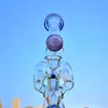 Einzigartige Bongs 7 Zoll Double Recycler Shishas Rigs Slitted Donut Perc Thick Glass Bongs Sidecar Wasserpfeifen Rauchzubehör Werkzeuge mit 14 mm Schüssel Schiff auf dem Seeweg