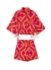 Kumsvag Summer Womens مجموعات بدلات أزياء طباعة نصف الأكمام القمصان القمصان والسراويل القصيرة الإناث 2 قطعة 2 قطعة الملابس 220704