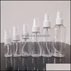 10Ml 20Ml 30Ml 50Ml 60Ml 100Ml Empty Pet Clear Plastic Fine Mist Spray Bottle For Cleaning Travel Essential Oils Per Drop Delivery 2021 Pack