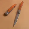 G6151 Coltello chiudibile lungo 3Cr13Mov Lama con rivestimento in titanio grigio Manico in legno Campeggio esterno Escursionismo Sopravvivenza Coltelli pieghevoli