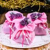 Italian Style Wedding Gift Wrap Favor Candy Bags Yarn Pouch With Flower Bouquets For Party Favours Table Decoration Supplies 50 Sets