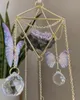 Portachiavi Farfalla fatta a mano Fairycore Suncatcher Fata Luna Bambino Quarzo rosa/amythest/Cristallo Guarigione Finestra Decor Enek22