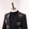 Male Singer Host Concer Stage Performance Shiny Blazer Rhinestones Fringe Suit Coat Single Button Slim Fit Tuxedo Banquet Suit Jackets