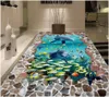 Custom any size Creative photo mural wallpaper underwater world dolphin fish 3D stereo for mall kitchen bedroom floor painting