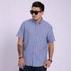 Men's Casual Shirts 7XL 6XL Men's Linen Cotton Shirt Summer Thin Striped Loose Business Short Sleeves Oversize High Quality Brand Clothe