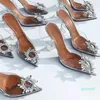 2022 Sandales pour femmes de créateurs brillant cristal de tournesol véritable semelle en peau de vache fête reine luxe cristal femmes chaussures 9,5 cm à talons hauts R55