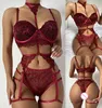 Bondage Lingerie Babydoll Reggiseno sexy Mutandine Giarrettiera Blu Verde Porno Biancheria intima esotica Pigiama Donna Bikini Lingerie Sex Come L220727