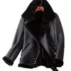 Ailegogo Winter Coats Mulheres espessura Faux couro de pele de pele de pele feminina de couro fora casaco feminino 220815