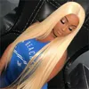 Straight Blonde Full Lace Human Hair Wigs Non-Remy Hair Pre Plucked Hairline