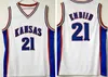 스티치 NCAA 캔자스 Jayhawks 대학 농구 유니폼 Joel 21 Embiid Vintage Paul 34 Pierce Jersey Blue Shirts S-2XL