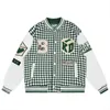 2022 Hip Hop Streetwear Baseball Jacke Brief Quadrat Stickerei Hahnentritt Mantel Winter Harajuku Übergroßen Varsity Jacken T220728
