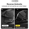 LED Light Reverse Fully Automatic Umbrella Folding Portable Rainproof Windproof Widened Strong Durable Adjustable Angle Parasol 220426