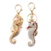 Keychains Dalaful Hippocampus Keyrings Seahorse Emamel Crystal Cute Pendant For Car Key Chains Rings Women Jewelry K315 Enek22