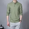 Men's Polos 2022 Men Spring Cotton Linen Kimono Shirt Long Sleeve Solid Leisure Chinese Clothes Casual Stand Collar Shirts JE039Men's
