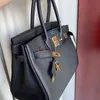 Handväska Emmas Woman's Designer väskor full hand Sying Wax Thread Birkin25 Black Gold Togo Leather Platinum Bag High-klass Luxu316y