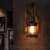 Wall Lamp Single Head Industrial Wood Sconce Light E27 Solid Base Rustic Lantern Art For Bar Restaurant Barn CorridorWall